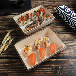 Bio-degradable Disposable Wooden Fast Food Container Takeaway Sushi Cake Pastry Dessert Grazing Board <strong>Lunch</strong> Bento Packaging <strong>Box</strong> - Product Image 3