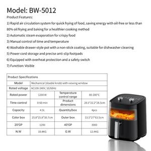 Four à frire à air chaud multifonction 8-en-1, grande capacité 5,1 L, 2000 W, modèle 2025 amélioré, sans huile, pour camping-car et usage domestique, économe en énergie A+++, antiadhésif, facile à utiliser - Product Image 4