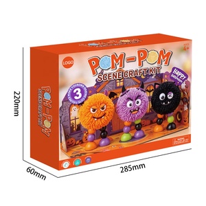Décoration de table <span class=keywords><strong>Halloween</strong></span> Monstre en pompons, figurine de dessin animé mignonne en peluche avec scène en carton à construire pour fête - Product Image 4