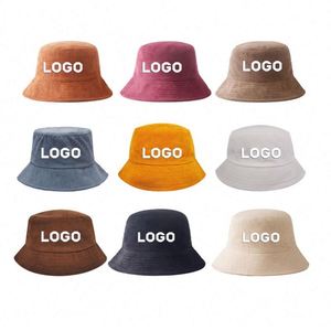 Custom Fashion Men Women Sun Protection <b>Flat</b> Top Wide Brim Fisherman Caps Custom Embroidery Logo Corduroy Bucket <b>Hats</b> - Product Image 1