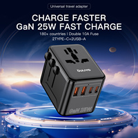 HL-A01-PQ25W GaN Multi Plug Socket Adaptateur secteur mondial Adaptateur de voyage universel portable international