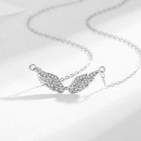 S925 argent Sterling luxe bijoux fins collier mode déclaration charme strass ailes d'ange pendentif collier pour les femmes