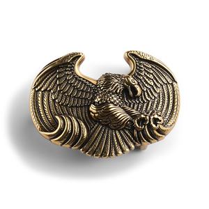 Hebilla de cinturón cuadrada de metal personalizada Double Horse Antique Gold - Product Image 6