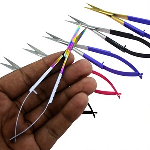 Tijeras profesionales Extra afiladas Micro Spring, pinzas de manicura para cutículas rectas, tijeras injertadas para pestañas para corte de precisión - Product Image 1