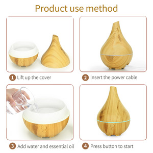 Diffuseur d'arômes à grain de bois JCSY-308, humidificateur de bureau ultrasonique de 180ml avec lumières colorées pour la maison et le bureau - Product Image 4
