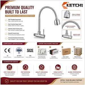 Grifo <span class=keywords><strong>de</strong></span> Cocina Moderno <span class=keywords><strong>de</strong></span> Acero Inoxidable con Rociador Extraíble Flexible <span class=keywords><strong>de</strong></span> Cuello <span class=keywords><strong>de</strong></span> Cisne y Acabado Níquel Cepillado, con Interruptor Tipo Campana - Product Image 4