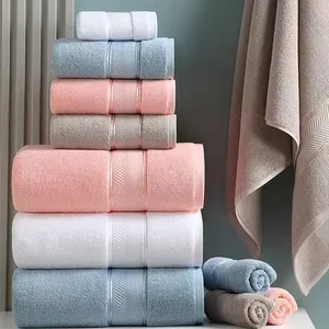 Simplicité moderne serviettes douces ensemble de bain 100% coton 700gsm serviette plat armure serviette de bain pour hôtel