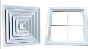 Алюминиевый съемный квадратный диффузор, 4-канальный съемный диффузор с заслонкой, потолочный диффузор для кондиционера - Product Image 3