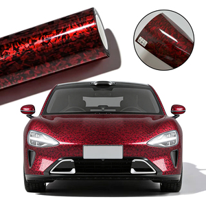 <span class=keywords><strong>Film</strong></span> de protection de peinture pour carrosserie de voiture en fibre de carbone rouge auto-réparant TPU, épaisseur 7,5 mil, garantie 6 ans - Product Image 1