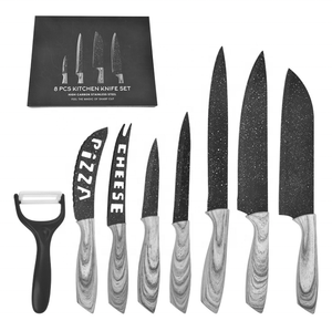 <span class=keywords><strong>Best</strong></span> Selling 8-Piece Non-Stick Preto Revestimento Cozinha Faca <span class=keywords><strong>Set</strong></span> Aço Inoxidável Lâmina Caixa de Presente do Chef Profissional Outdoor Usage - Product Image 1