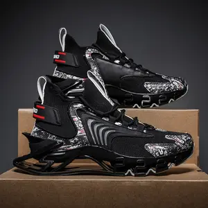 2024 New Men's Fashion Shoes Running Sports Shock Absorption Trend Students Heighten Large Size Blade Sneakers Spring