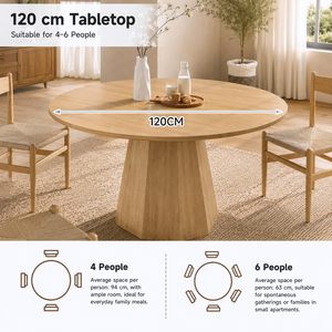 Table à manger SENYU Furniture, mobilier contemporain pour la salle à manger, plateau rond, pieds hexagonaux en forme de pyramide - Product Image 6