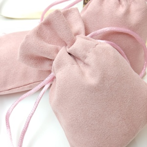 Sac de luxe en suède avec cordon de serrage pour bijoux, emballage cadeau de haute qualité, personnalisable avec logo imprimé en couleur - Product Image 2