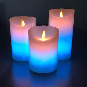 Vela sin Llama de luz de colores Juego de 3 piezas de velas Led electrónicas con control remoto