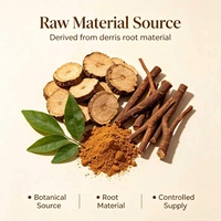 Poudre d'extrait de racine de Derris Rotenone 5% de qualité supérieure, matière première naturelle issue de la racine de Derris Elliptica, fournie directement par l'usine