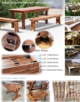 Table de dîner d'extérieur en bois massif de pin, table de ferme pliante portable, long banc, table de salle à manger et chaises de ferme pliantes en pin