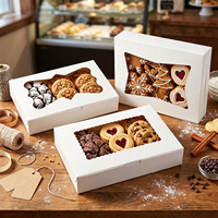 Boîtes à biscuits blanches en gros avec fenêtre transparente, emballage pliable en papier pour pâtisseries et gâteaux