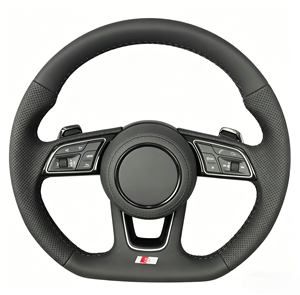 Volante Deportivo de Cuero Perforado S-Line para <span class=keywords><strong>Audi</strong></span> TT A8 A3 <span class=keywords><strong>A4</strong></span> A5 A6 A7 Q3 Q5 Q7 Serie S/RS con Levas de Cambio - Product Image 1