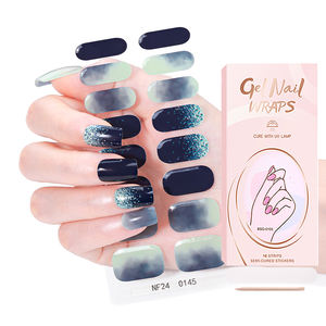 สติกเกอร์เจลเคลือบเล็บแบบกึ่งอบรูปผีเสื้อสีน้ำเงินกันน้ำเป็นมิตรกับสิ่งแวดล้อม16แถบผลิตภัณฑ์ทันสมัยที่มีชีวิตชีวา - Product Image 4