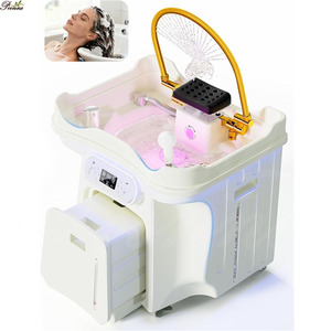 Cápsula de Tratamiento Spa para el Cuidado del Cuero Cabelludo en Casa, Cama Portátil Ajustable en Altura con Tanque de Residuos de 25L y Lavabo para Champú - Product Image 1