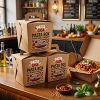 Boîte à pâtes, conteneur à nouilles italiennes, emballage en papier kraft jetable pour restaurants de pâtes