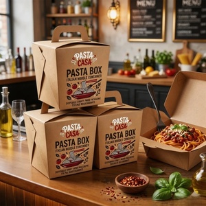 Boîte à pâtes, conteneur à nouilles italiennes, emballage en papier kraft jetable pour restaurants de pâtes - Product Image 6