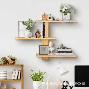 Wall Mounted Wooden <b>Shelf</b> 3 Tier Solid Wood Display <b>Rack</b> For Living Room Entryway - Product Image 1
