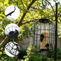 Mangeoire à oiseaux suspendue anti-écureuil, cage en métal, tube transparent, diamètre 17x26,5 cm, pour jardin, extérieur, oiseaux de cour