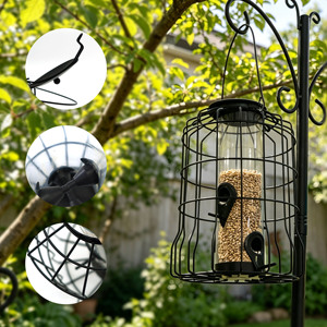 Comedero para Pájaros Colgante a Prueba de Ardillas, Elegante Comedero de Metal y Plástico Impermeable para Jardín con Asa de Alambre de Hierro - Product Image 4