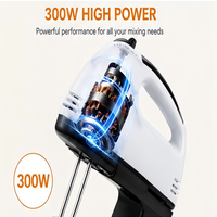 Mélangeur à pâte électrique portatif 300W 2L, 7 vitesses, en acier inoxydable, avec bouton d'éjection des fouets et emballage cadeau