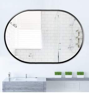 Vente en gros de grands miroirs muraux ovales en métal noirs et dorés encadrés sur toute la longueur et à suspendre pour le maquillage - Product Image 2