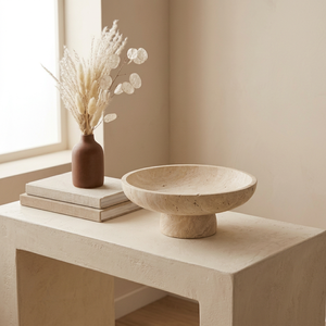 Bol carré décoratif en travertin naturel poli pour la présentation de fruits lors de fêtes modernes et la décoration de table basse à la maison - Product Image 1