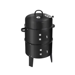 3 Em tambor vertical churrasqueira a carvão portátil Churrasco Outdoor Smoker Grill
