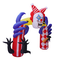 Arche gonflable personnalisée en tissu Oxford avec tête de clown, lumières LED, étanche, pour Halloween, décoration d'entrée de fête extérieure