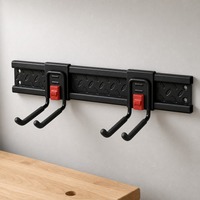 Organisateur d'outils de garage mural, kit de rail métallique 10 pièces, crochets ondulés, support de rangement robuste et réglable pour atelier et remise