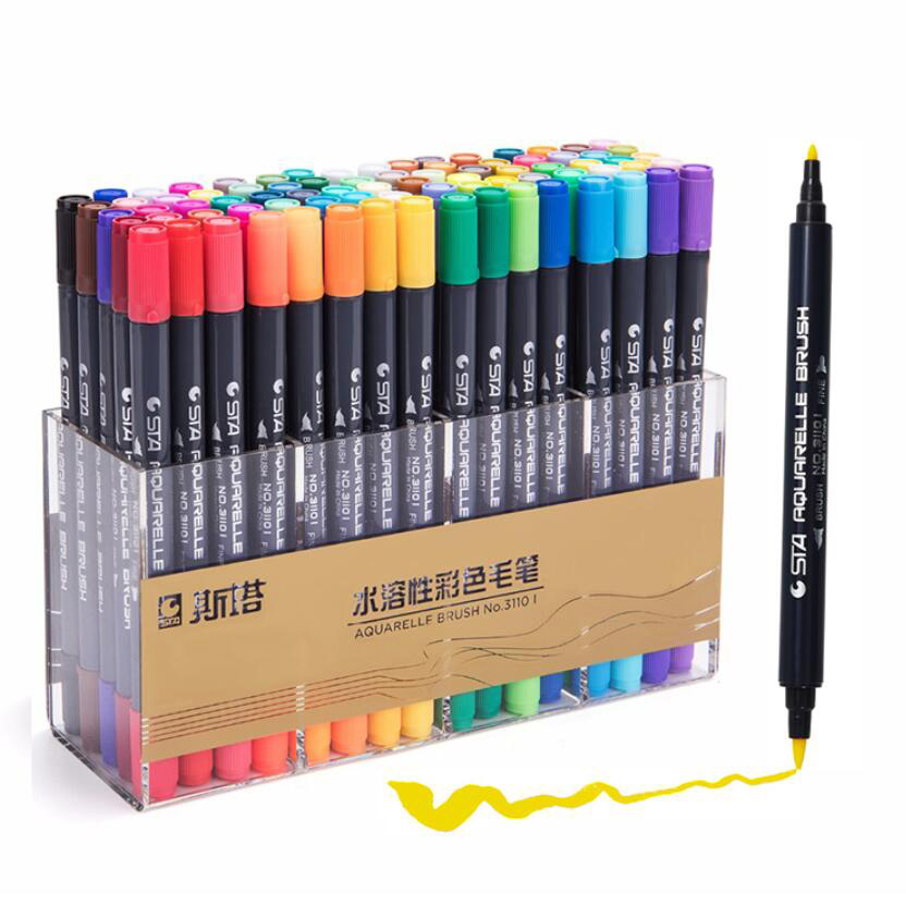 STA акварельные кисти ручки художественные маркеры уникальные акварельные тонкие кисти для вкладышей двойной наконечник для взрослых и детей раскраска