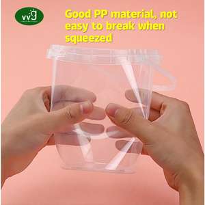 VVG 1000ml 1L Cocktail Rum Drink Baldes Recipientes Plásticos Claros Baldes De Sorvete Com Tampas e Alças - Product Image 5