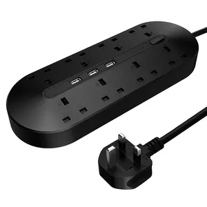 Toma de corriente de extensión con puertos USB, 3 puertos USB, estándar, UK, 3000W, 13A