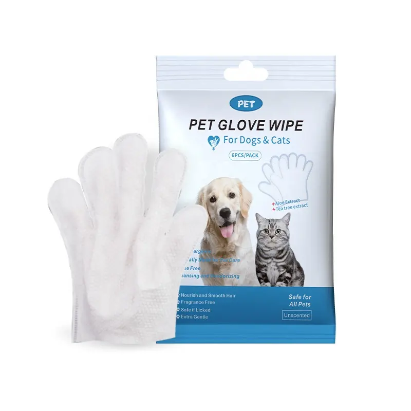Guantes de lavado sin mascotas, para limpieza y secado de gatos y perros, toallitas desechables para limpiar patas y glúteos, embalaje neutro