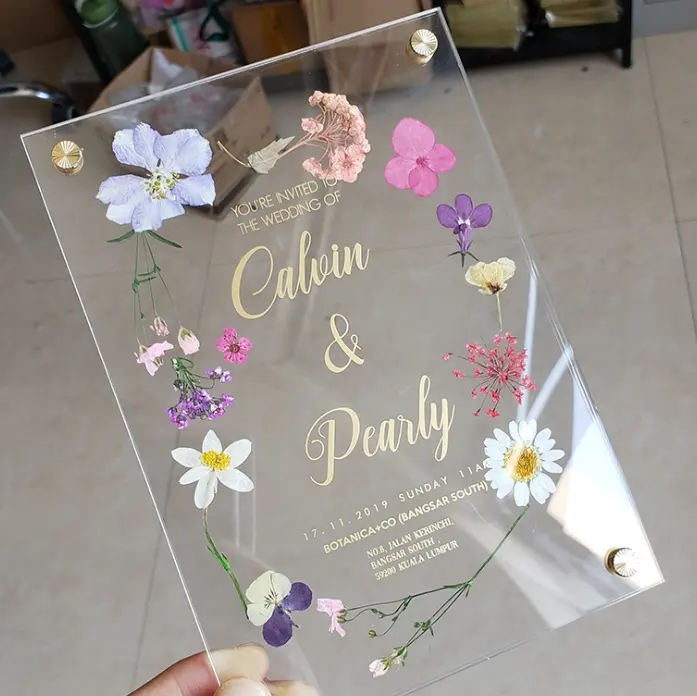 Invitaciones de boda personalizadas de cristal al por mayor