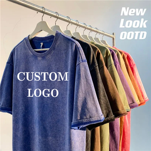 Maglietta da uomo e donna taglie forti a maniche corte camicia estiva pesante in cotone lavata oversize a Base solida - Product Image 1