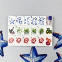 Ensemble de Mahjong Thème Patriotique pour 4 Joueurs, Moderne, Luxueux, Pliable, Portable, Écologique, Résistant à l'Eau, Prêt à l'Expédition, pour le Divertissement