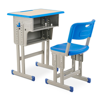 Ensemble Chaise et Table d'École Monoplace en Gros pour Usine, Plateau en Plastique Écologique + Cadre en Acier Thermolaqué pour Formation et Étude