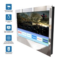 Miroir intelligent européen de 43 pouces avec lumières LED DVB T2 TV pour salle de bain