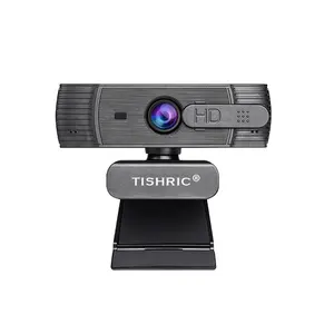 TISHRIC T200 Webcam Câmera com Microfone Redução de ruído Webcam Full HD 1080p Gravação de vídeo Webcam Autofoco para PC Laptop