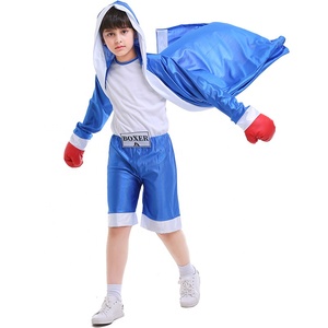 Costume d'halloween deux couleurs vêtements de sport pour enfants Boxer rouge et bleu Costume de compétition de boxe pour enfants - Product Image 4