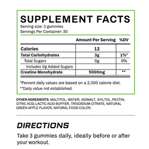 Gummies de créatine monohydrate OEM saveur pomme verte sans sucre halal pour la nutrition sportive - Product Image 2