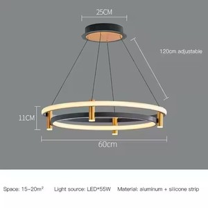 Anello cerchio di lusso <span class=keywords><strong>lampadario</strong></span> a soffitto a LED oro nero 2 strati luce a sospensione a LED <span class=keywords><strong>con</strong></span> faretto creativo lampada a sospensione da soffitto - Product Image 5