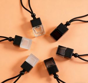 Botella de Perfume de Vidrio Cuadrada Vacía de 8 ml, Transparente, Esmerilada, Negra, Azul Oscuro, para Difusor de Aromatizante de Aire para Automóvil, con Tapa de Madera - Product Image 3