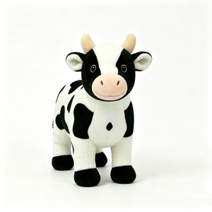 Peluche de vaca holstein personalizado, juguete suave de vaca de granja, figura de vaca con manchas, muñeco de vaca de pie, peluche de vaca, blanco y negro - Product Image 2